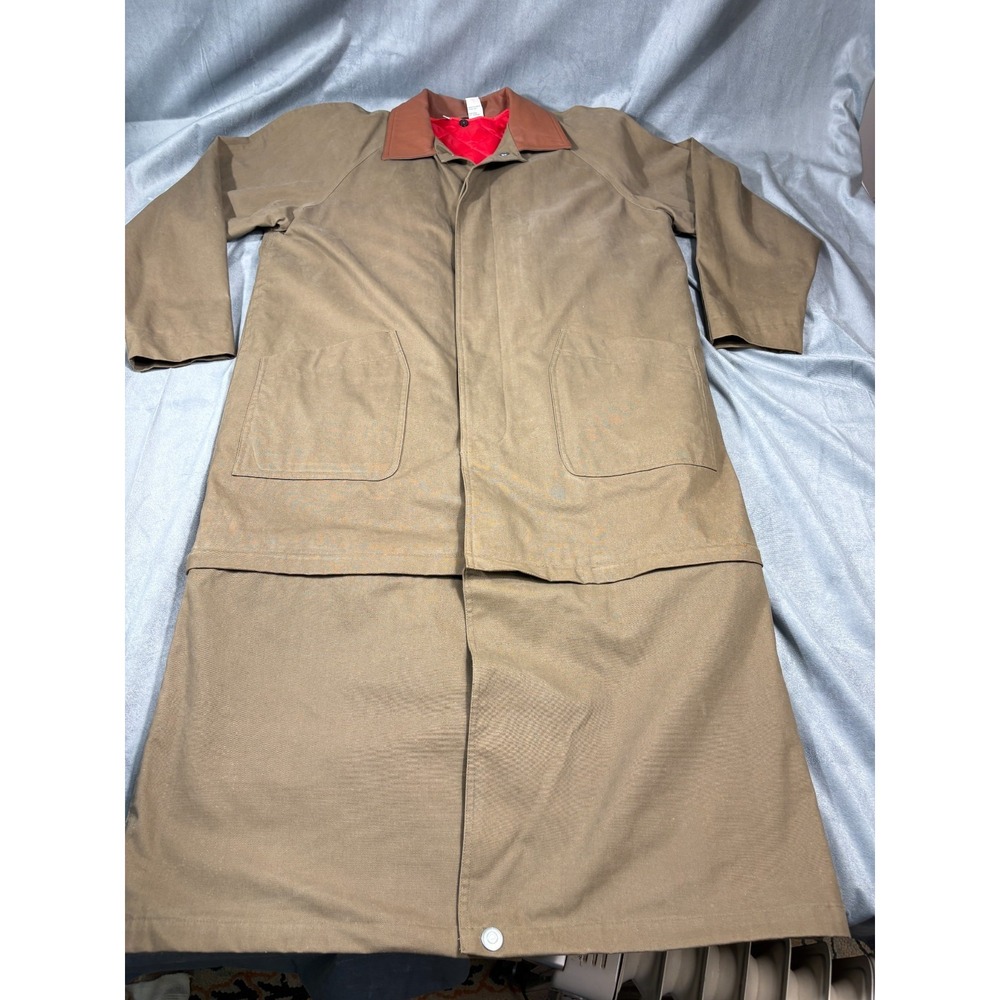 Vtg MARLBORO GEAR DUSTER Mens Coat & Liner M Leather Cotton Cowboy Western